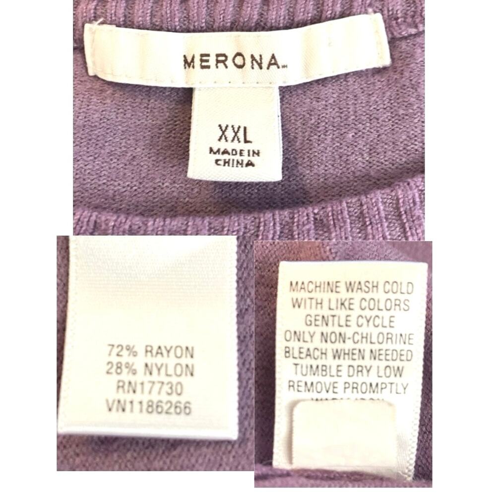 Merona Women's Striped 3/4 Sleeve Button-Up SZ 18W & Purple Sweater Vest SZ XXL - Picture 8 of 8